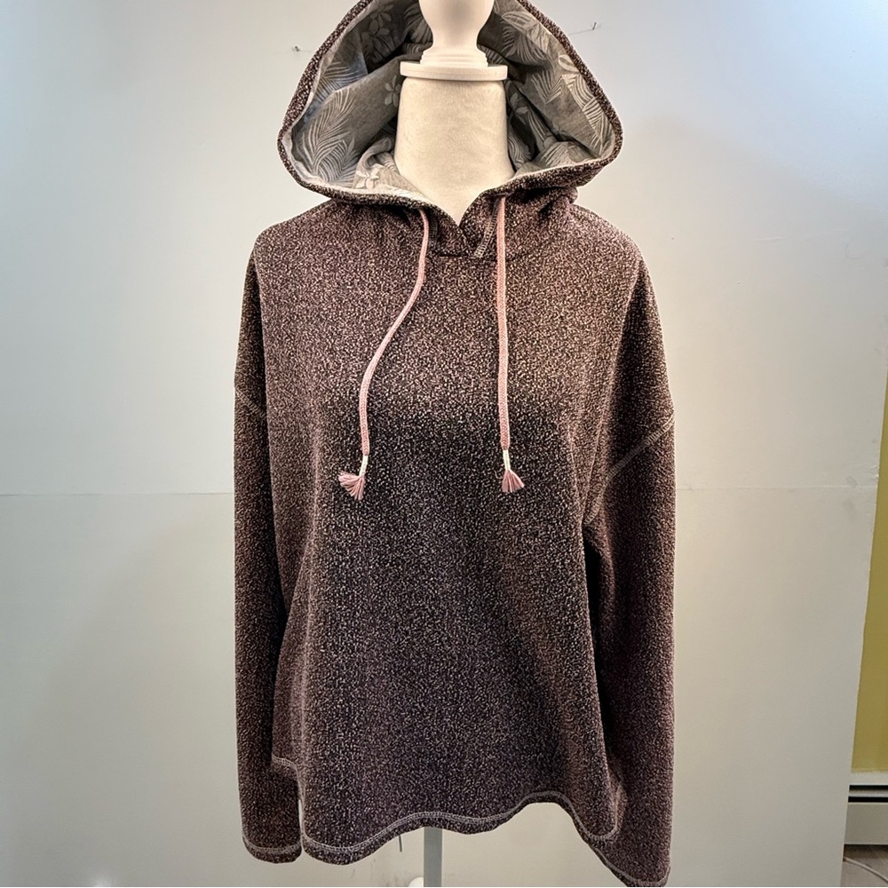 Reel Life Pink & Gray Floral Hooded pullover Cozy Heathered Hoodie size XL NWOT - Picture 4 of 10